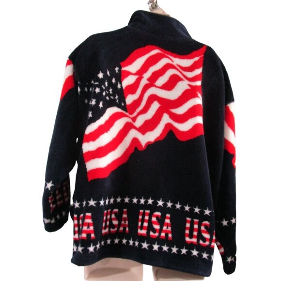 Black Mountain Outdoor USA Flag Fleece Jacket XL Unisex Patriotic Full Zip Warm - Picture 3 of 16